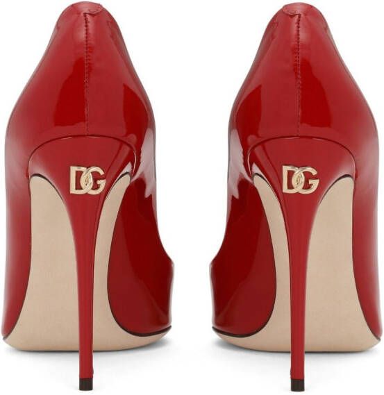 Dolce & Gabbana DG Logo 105mm pointed-toe pumps Red