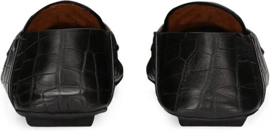 Dolce & Gabbana DG logo embossed-crocodile leather loafers Black
