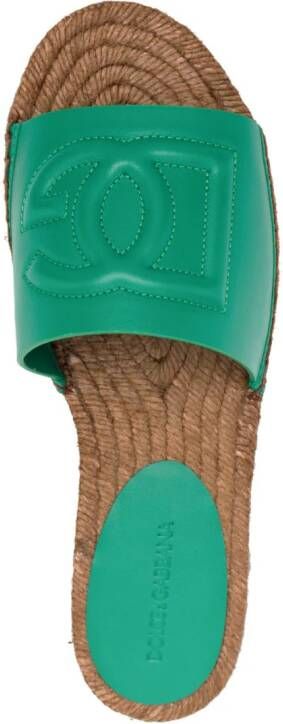 Dolce & Gabbana DG logo-embossed flat sandals Green