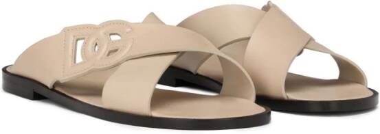 Dolce & Gabbana DG logo leather sandals Neutrals