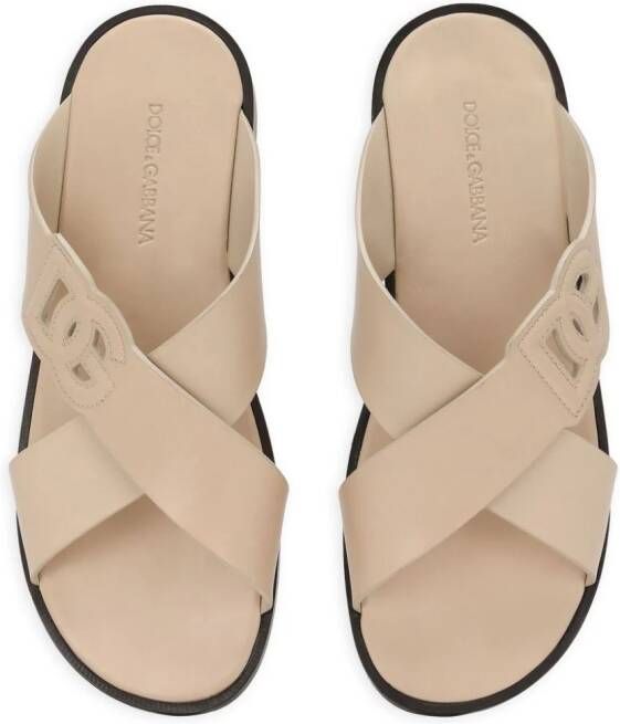 Dolce & Gabbana DG logo leather sandals Neutrals