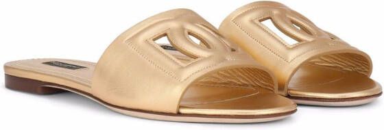 Dolce & Gabbana DG-logo leather sandals Gold