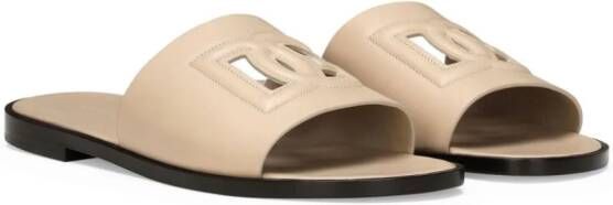 Dolce & Gabbana DG-logo leather slides Neutrals