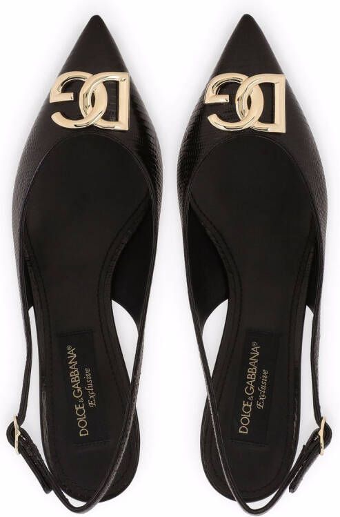 Dolce & Gabbana DG logo leather slingback pumps Black