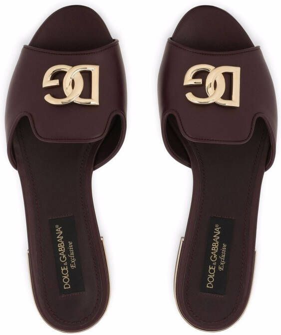 Dolce & Gabbana DG-logo leather sandals Purple