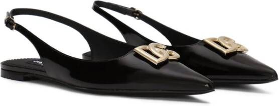 Dolce & Gabbana DG logo-plaque slingback ballerina shoes Black