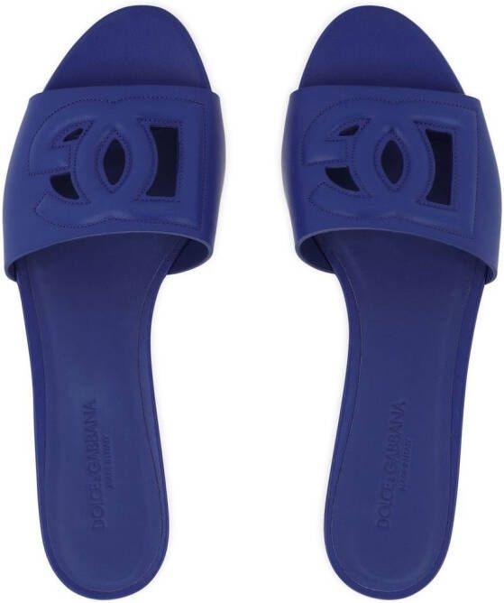 Dolce & Gabbana DG-logo leather sandals Blue