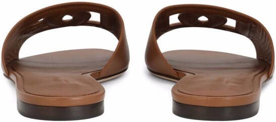 Dolce & Gabbana DG-logo leather sandals Brown