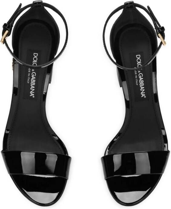 Dolce & Gabbana DG-plaque patent-leather sandals Black