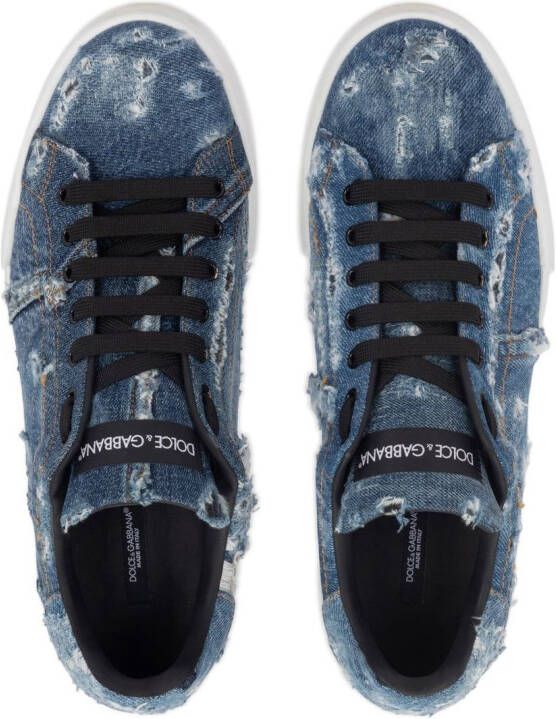 Dolce & Gabbana distressed denim low-top sneakers Blue