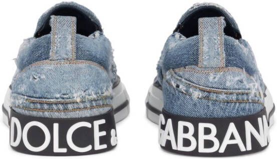 Dolce & Gabbana distressed denim slip-on sneakers Blue