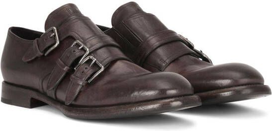 Dolce & Gabbana distressed-effect monk strap shoes Brown
