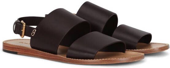 Dolce & Gabbana double-strap leather sandals Black