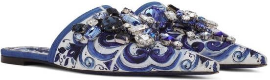 Dolce & Gabbana Majolica-print brocade mules Blue