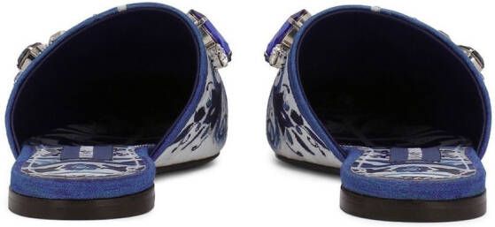 Dolce & Gabbana Majolica-print brocade mules Blue