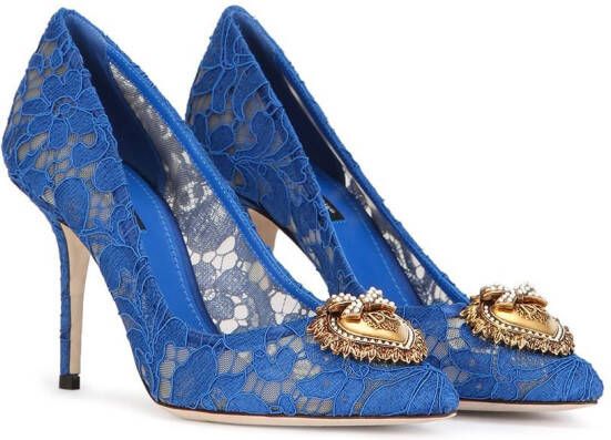 Dolce & Gabbana embellished lace pumps Blue