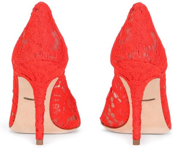 Dolce & Gabbana embellished lace pumps Red