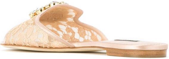 Dolce & Gabbana embellished lace sandals Neutrals