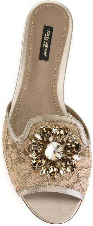 Dolce & Gabbana Rainbow Lace brooch-detail sandals Grey