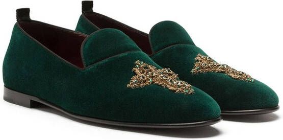Dolce & Gabbana embellished velvet loafers Green