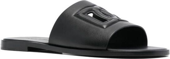 Dolce & Gabbana embossed-logo leather slides Black