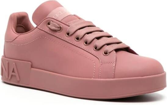 Dolce & Gabbana embossed-logo leather sneakers Pink