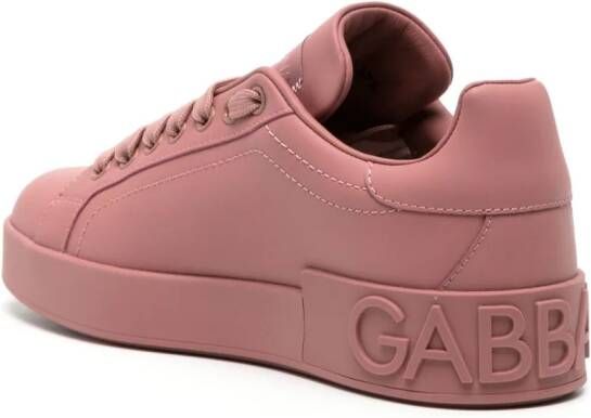 Dolce & Gabbana embossed-logo leather sneakers Pink