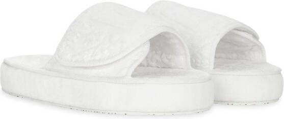 Dolce & Gabbana embossed-logo touch-strap slippers White