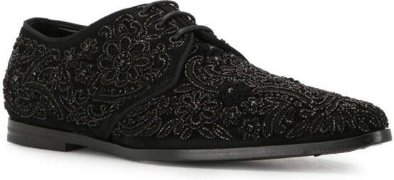 Dolce & Gabbana embroidered suede derby shoes Metallic