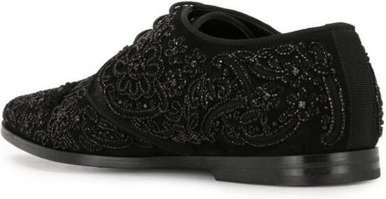 Dolce & Gabbana embroidered suede derby shoes Metallic