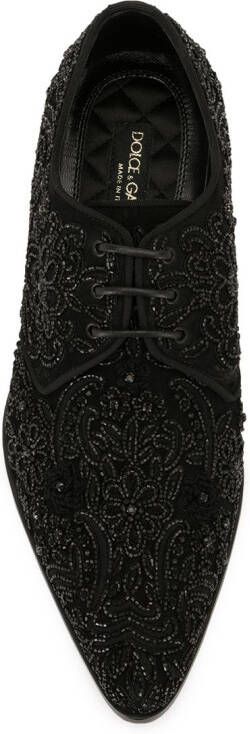 Dolce & Gabbana embroidered suede derby shoes Metallic