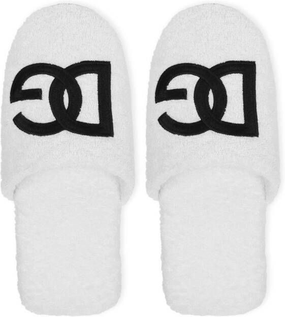 Dolce & Gabbana embroidered-logo cotton slippers White