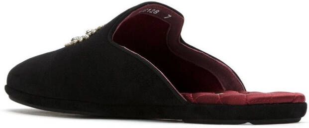 Dolce & Gabbana encrusted crown patch slippers Black