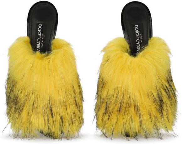 Dolce & Gabbana faux fur mules Yellow