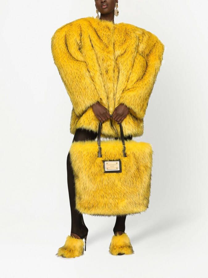 Dolce & Gabbana faux fur mules Yellow