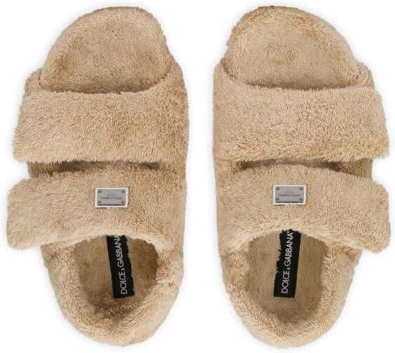 Dolce & Gabbana faux-fur sandals Neutrals