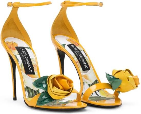 Dolce & Gabbana floral-appliqué leather sandals Yellow