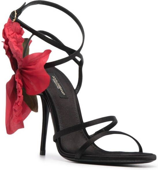 Dolce & Gabbana floral-appliqué sandals Black