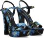 Dolce & Gabbana floral-print charmeuse platform sandals Blue - Thumbnail 2