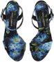 Dolce & Gabbana floral-print charmeuse platform sandals Blue - Thumbnail 4