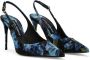 Dolce & Gabbana floral-print charmeuse slingback pumps Blue - Thumbnail 2