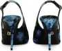 Dolce & Gabbana floral-print charmeuse slingback pumps Blue - Thumbnail 3