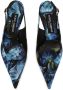 Dolce & Gabbana floral-print charmeuse slingback pumps Blue - Thumbnail 4