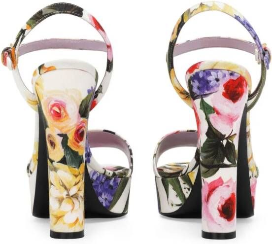Dolce & Gabbana floral-print gabardine platform sandals Yellow