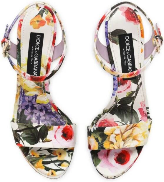 Dolce & Gabbana floral-print gabardine platform sandals Yellow