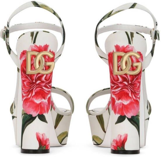 Dolce & Gabbana floral-print platform sandals White