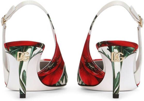 Dolce & Gabbana floral-print slingback pumps White
