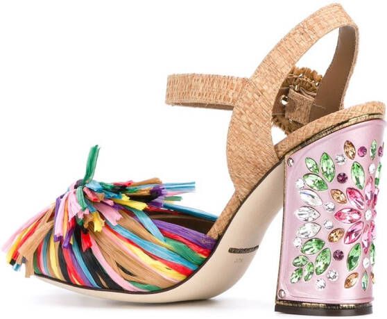 Dolce & Gabbana fringed embellished sandals Pink