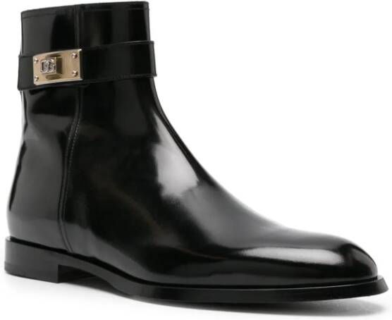 Dolce & Gabbana Giotto leather ankle boots Black