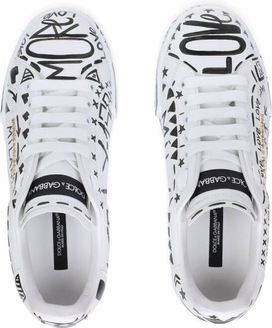 Dolce & Gabbana graphic-print lace-up sneakers White